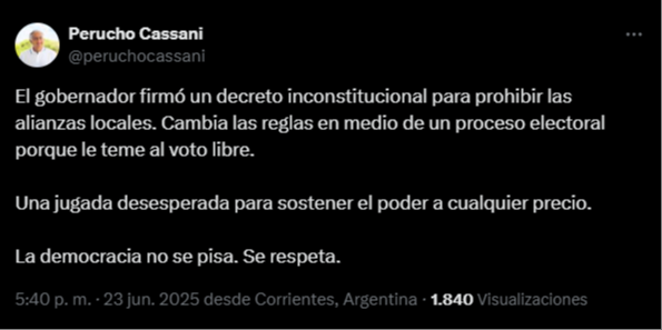 Gustavo Valdés defendió el decreto y respondió a las críticas de sectores opositores